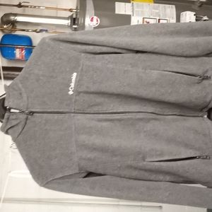 Men's Gray Columbia Zip Up Fleece Sweatshirt - Size Large